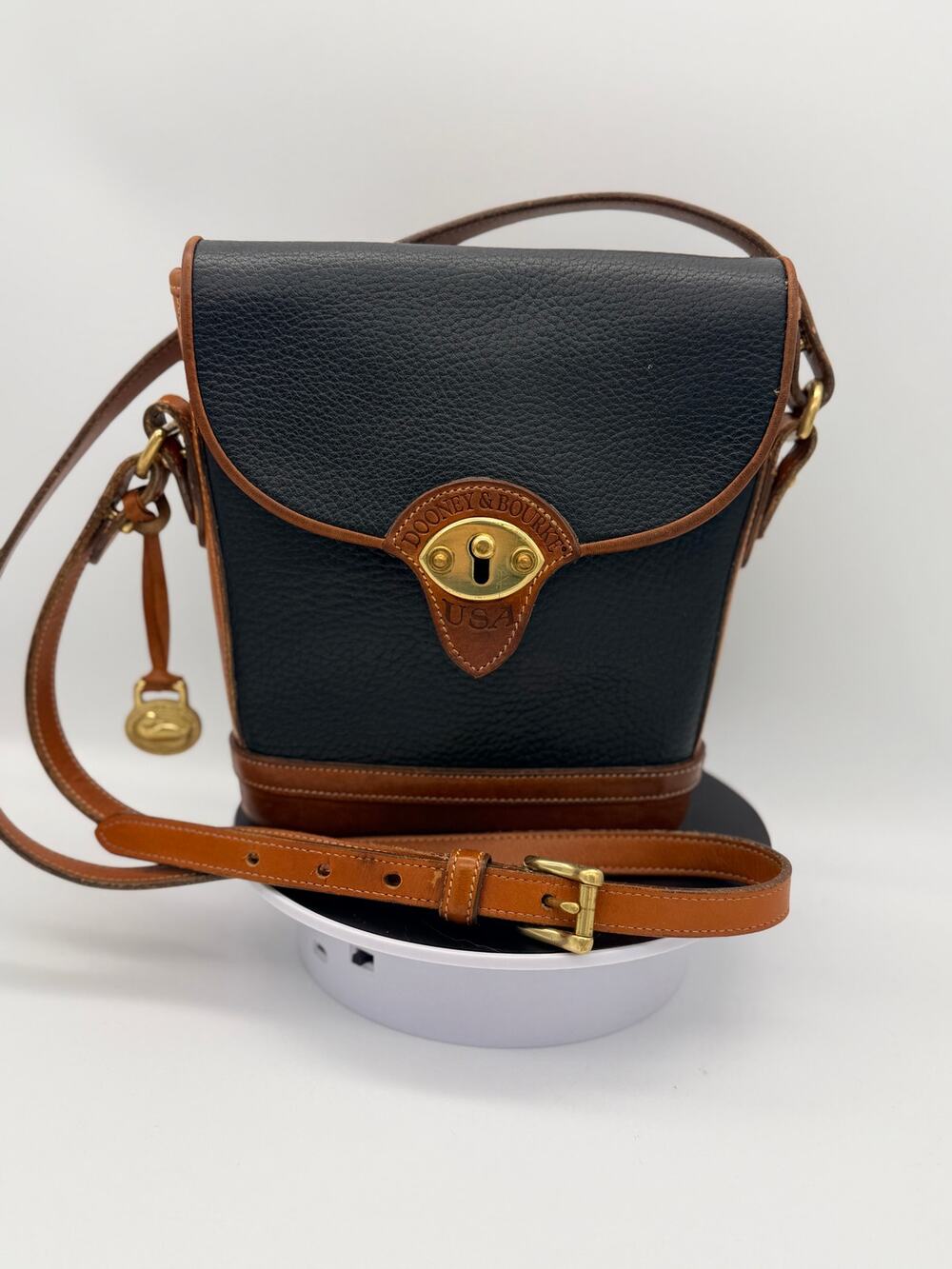 Vintage Dooney & Bourke Cavalry Spectator Bag - Black & British Tan - USA Made